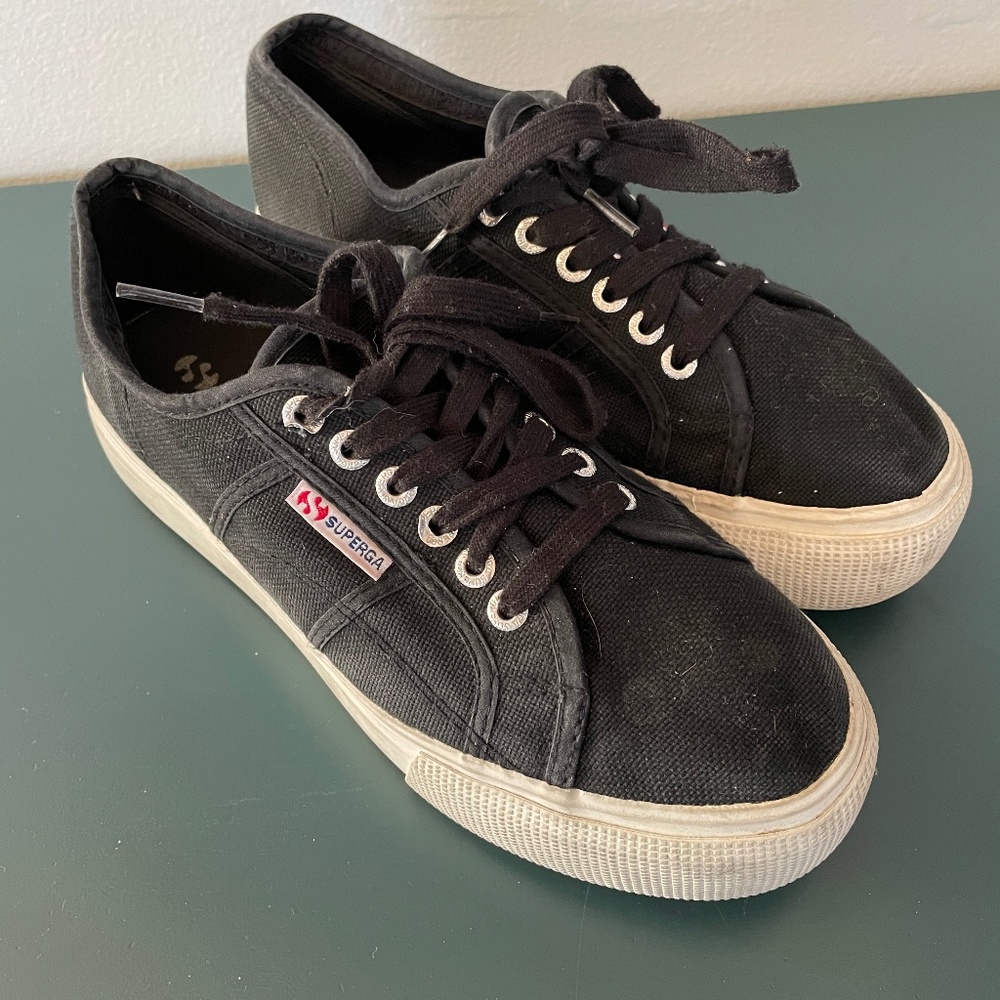 Superga 2790 Platform Sneaker in‎ Black Size 10
